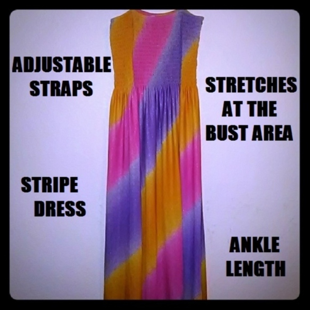 Stripe Dress Adjustable With Spaghetti Strap.